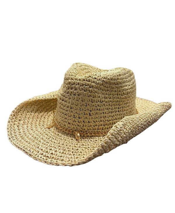 マーカスアドレール レディース 添え物 かぶり笠 Marcus Adler Straw Cowboy Hat Lightan タン