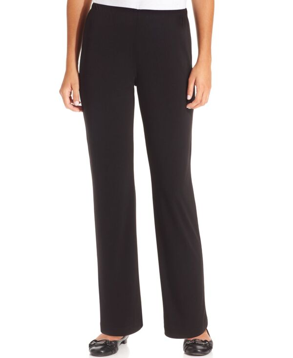 ニューヨークコレクション レディース ボトムス カジュアルパンツ プチ NY Collection Petite Short Length Pull-On Straight-Leg Pants Black ブラック