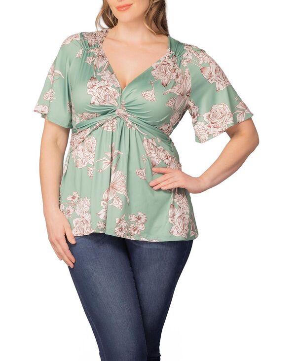 キヨナ レディース トップス シャツ プラスサイズ Kiyonna Plusize Abby Twist Frontop Sage garden print セージ 15,826円