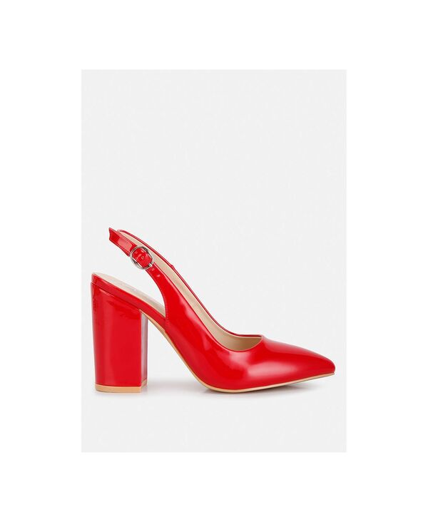 ロンドンラグ レディース シューズ サンダル London Rag Womens dalaney slingback high block sandals Red patent faux leather レッド