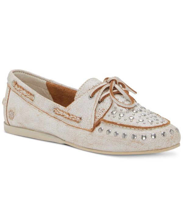 ラッキーブランド レディース シューズ パンプス ミニ ローファー Lucky Brand Women's Timini Studded Moccasin Boat Shoe Loafers DNU White Leather Old NRF # ホワイト