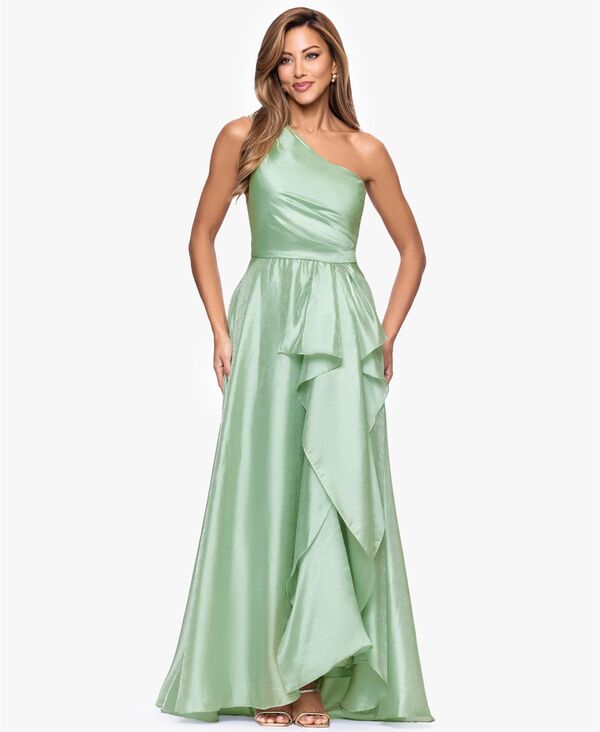 エスケープ レディース トップス ワンピース ドレープ ワンショルダー トール XSCAPE Women's Metallic Draped One-Shoulder Gown Sage セージ