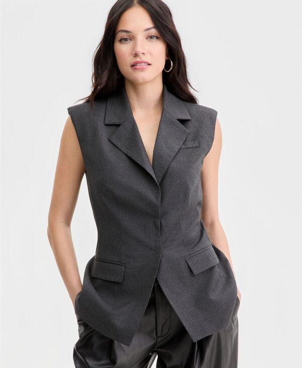バースリー レディース トップス ベスト ノースリーブ Bar III Women'sleevelesstructured Vest Macy's Exclusive Charcoal チャコール