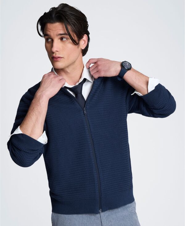 ケネスコール メンズ アウター ニット・セーター Kenneth Cole Men'slim-Fit Bomber Sweater Navy ネイビー