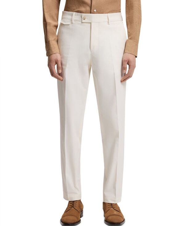 ヒューゴボス メンズ ボトムス カジュアルパンツ コットン Hugo Boss Men'stretch-Cotton Poplin Tapered-Fit Pants Open White ホワイト