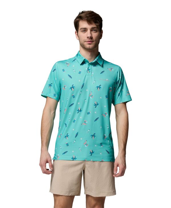 コロンビア メンズ トップス スポーツシャツ 刷り上げる 半袖 Columbia Men\u0027s Parsons Printed Short-Sleeve Polo Shirt Dolphine Hurrahcane