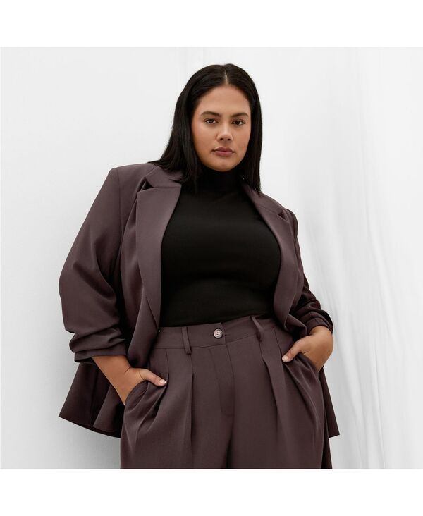シティーシック レディース アウター ジャケット・ブルゾン プラスサイズ ブレザー CITY CHIC Women's Plusize Abbie Blazer Chocolate チョコレート|ReVida 店