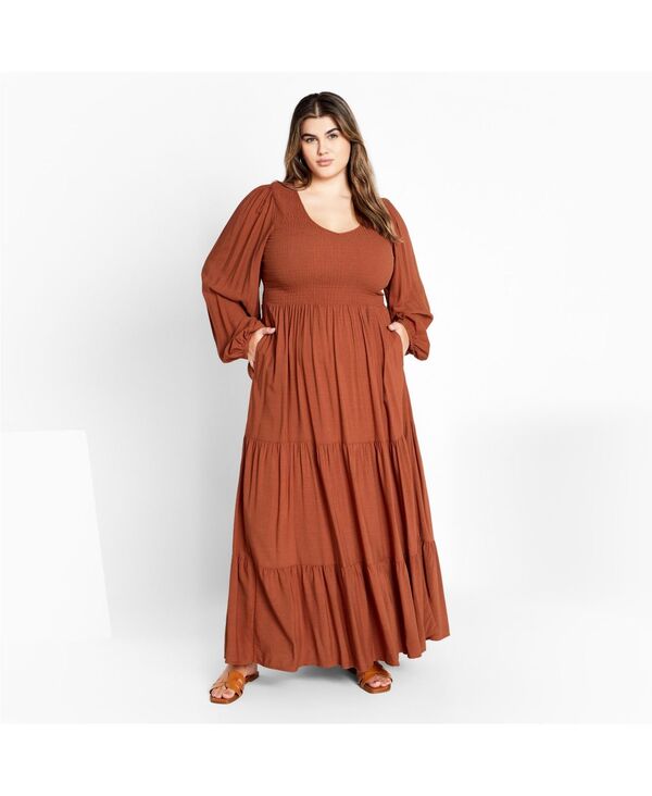シティーシック レディース トップス ワンピース マキシ CITY CHIC Women's Jayden Maxi Dress Toffee｜ReVida 店