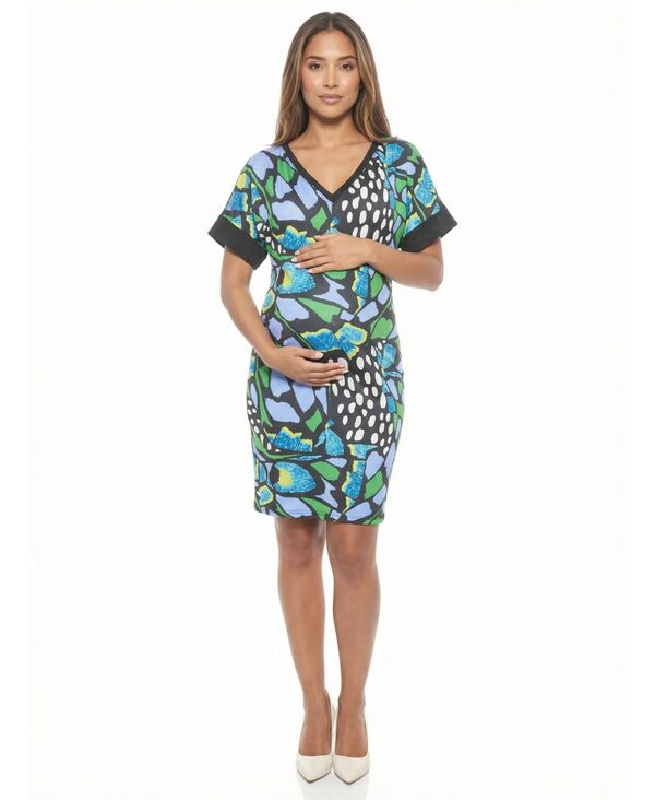 24 セブンコンフォート レディース トップス Tシャツワンピース プラスサイズ 半袖 マタニティ 24seven Comfort Apparel Women's and Plusize Maternity Short-Sleeve T-Shirt Dress Print