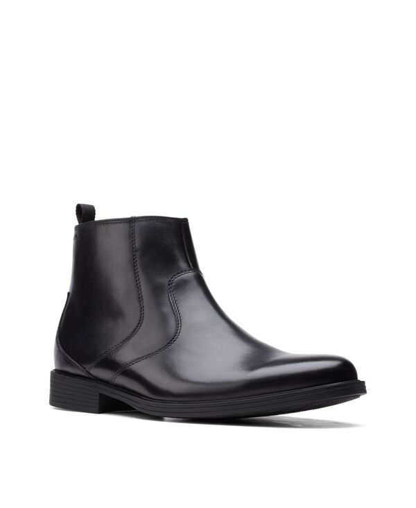 クラークス メンズ シューズ ブーツ・レインブーツ レザー Clarks Men Whiddon Leather Zip Boot Black Leather ブラック