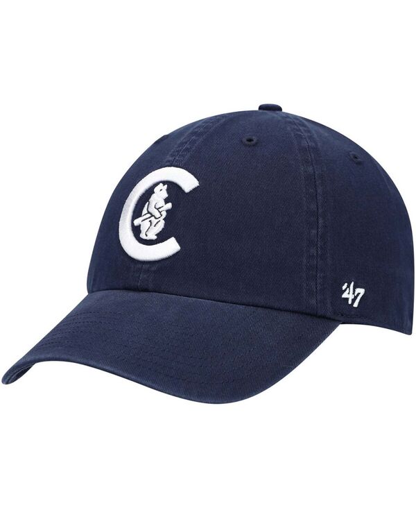 47 ブランド メンズ アクセサリー 帽子 キャップ ロゴ '47 Brand Men's Chicago Cubs C Bear Logo Cooperstown Collection Clean Up Adjustable Cap Navy ネイビー