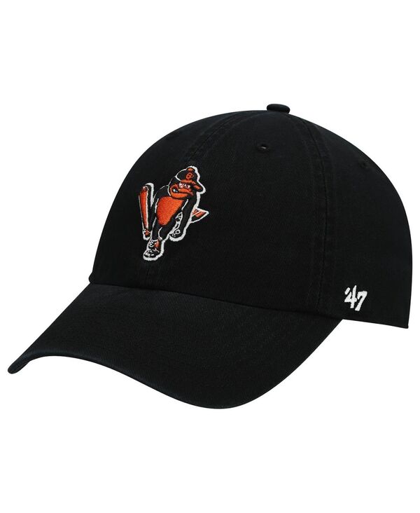 47 ブランド メンズ アクセサリー 帽子 ロゴ '47 Brand Men's '47 Black Baltimore Orioles Logo Cooperstown Collection Clean Up Adjustable Hat Black ブラック