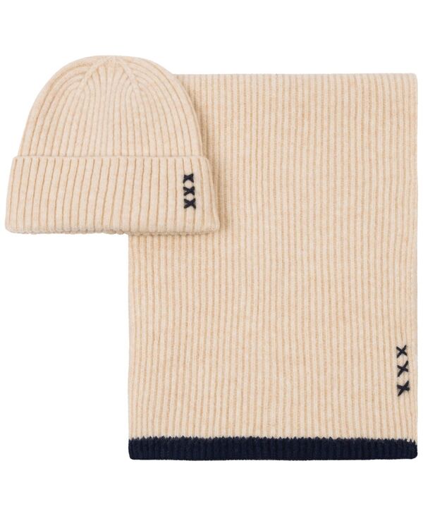 スコッチアンドソーダ メンズ アクセサリー 帽子 SCOTCH & SODA Men's Rib Stitch Cuff Beanie & Scarf 2-Piece Set Ivory アイボリー