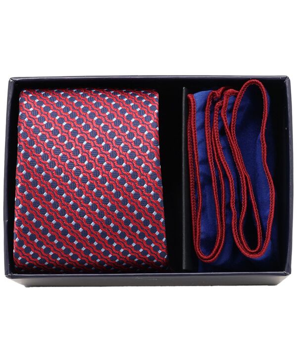 ベンシャーマン メンズ アクセサリー ネクタイ Ben Sherman Men's2-Piece Stripe Tie and Pocket Square Half Box Set Navy Red ネイビー