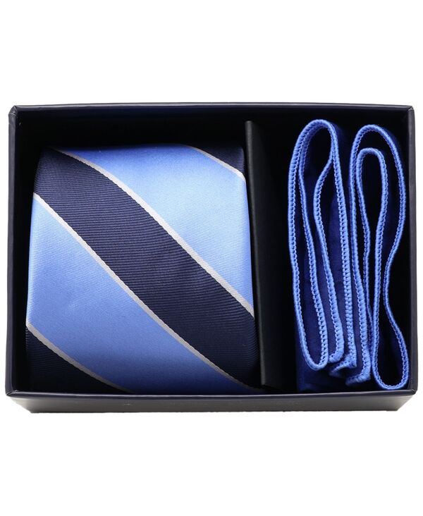ベンシャーマン メンズ アクセサリー ネクタイ Ben Sherman Men's2-Piece Stripe Tie and Solid Pocket Square Half Box Set Navy Blue ネイビー
