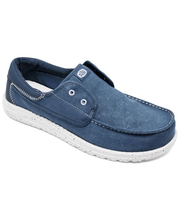 ヘイデュード メンズ シューズ スニーカー Hey Dude Men's Wally Cru Stretch Canvas Casual Moccasins from Finish Linensign Blue ブルー