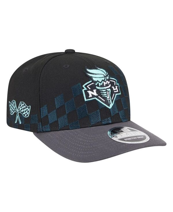 ニューエラ メンズ アクセサリー 帽子 プリント New Era Men's and Women'sBlack New York Liberty 9SEVENTY Checkerboard Print Adjustable Hat Black ブラック
