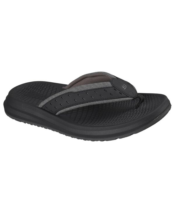 スケッチャーズ メンズ シューズ スニーカー 伸び伸びする填まる サンダル Skechers Men\u0027s Relaxed Fit: Pargo - Rafee Thong Sandals from Finish Line Black 黒いこと