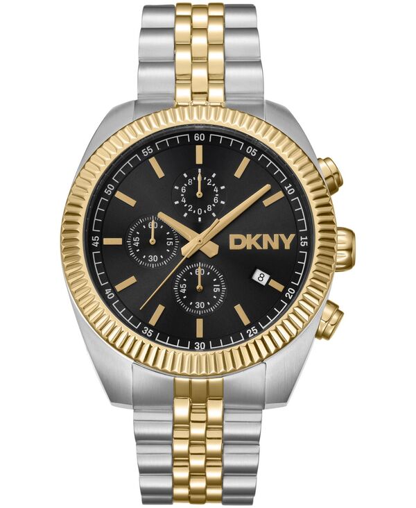 ダナ キャラン ニューヨーク州 メンズ 佩び物 ウォッチ プルオーバー DKNY Men\u0027s Chronograph Black Dial Two-Tone Gold Stainlessteel Bracelet Watch 42粍 Black 黒いこと