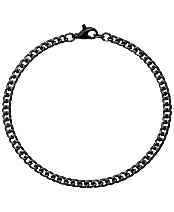 ローナ サットン メンズ アクセサリー ブレスレット・バングル・アンクレット Tシャツ Rhona Sutton Men 9\" Black Plated 316L Stainlessteel Curb Chain Bracelet Black ブラック