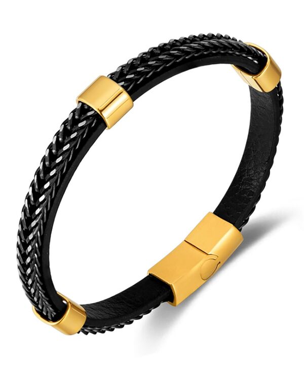 ローナ サットン メンズ アクセサリー ブレスレット・バングル・アンクレット Tシャツ Rhona Sutton Men'stainlessteel & Axelar Gold-Tone Bracelet Black and Gold ブラック
