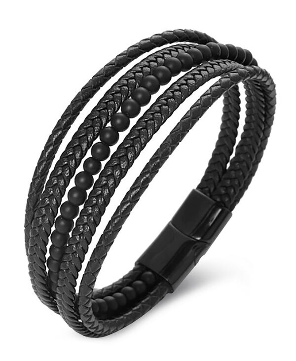 ローナ サットン メンズ アクセサリー ブレスレット・バングル・アンクレット Tシャツ レザー Rhona Sutton Men's Calibre Leather & Stainlessteel Bracelet Black ブラック｜ReVida 店