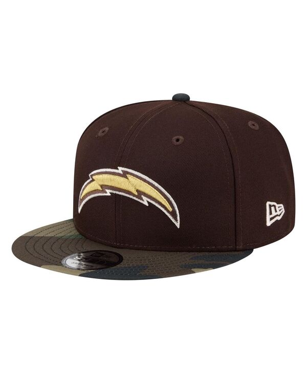 ニューエラ メンズ アクセサリー 帽子 New Era Men's Dark Brown Los Angeles Chargers Burnt Wood Camo 9FIFTY Snapback Hat Dark Brown Camo ブラウン