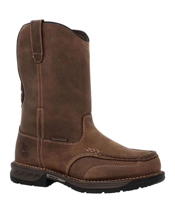 ジョージブーツ メンズ シューズ ブーツ・レインブーツ GEORGIA BOOT Men\u0027s Athens 360 11\" Pull-On Waterproof Moc-Toe Nano Composite Toe Work Boot Brown 赤銅色"