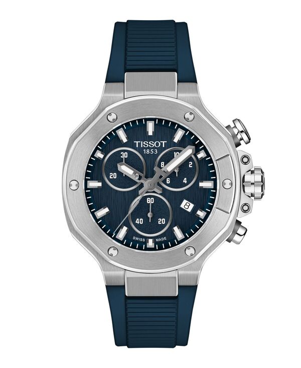 ティソット レディース 添え物 ウオッチ Tissot Unisex Quartz Chronograph Blue Dial Rubber Strap Watch 38粍 Blue 青碧