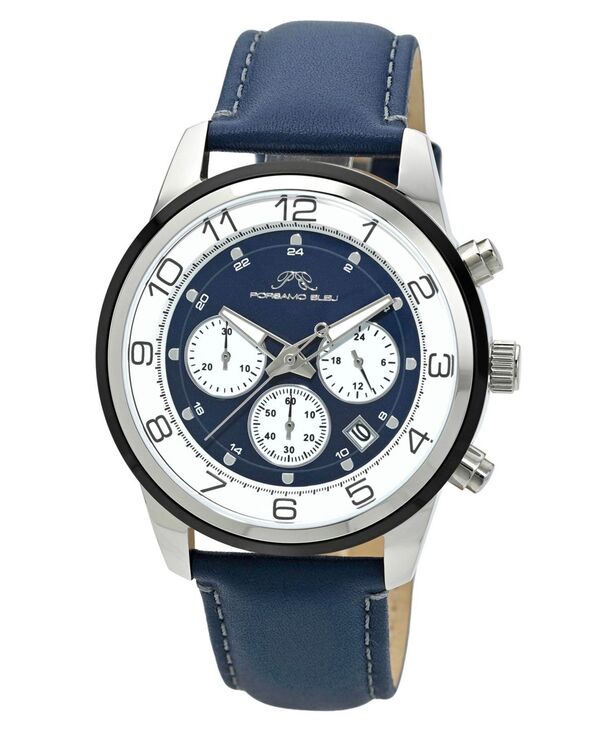 ポルサモンブリュー メンズ 添え物 ウオッチ なめし革 Porsamo Bleu Men\u0027s Arthur Genuine Leather Band Watch 1093CARL Silver tone white \u0026 blue 白いこと