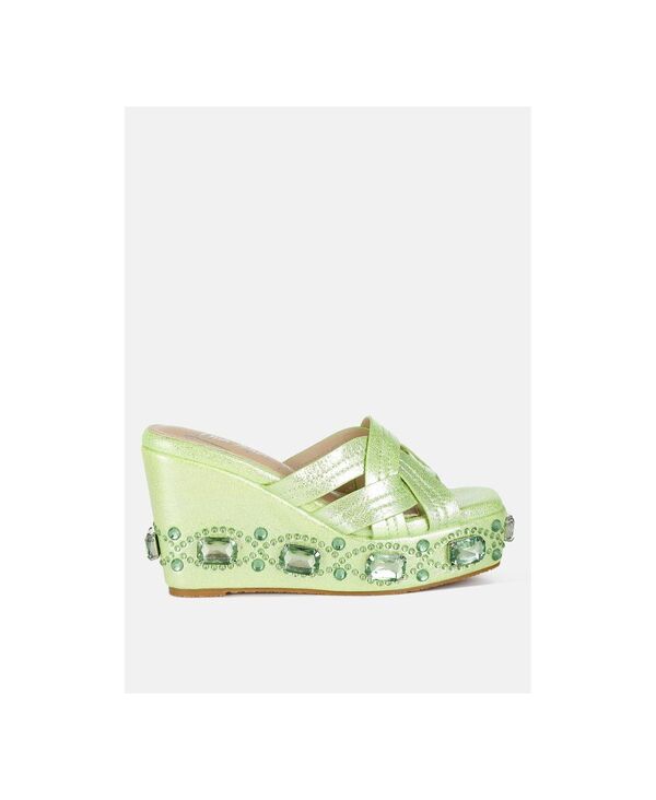 ロンドンラグ レディース シューズ サンダル カットアウト London Rag Womens Blistronichunky Diamante \u0026 Rhinestone Cut-Out Sandals Lime green shimmer fabric 菩提樹