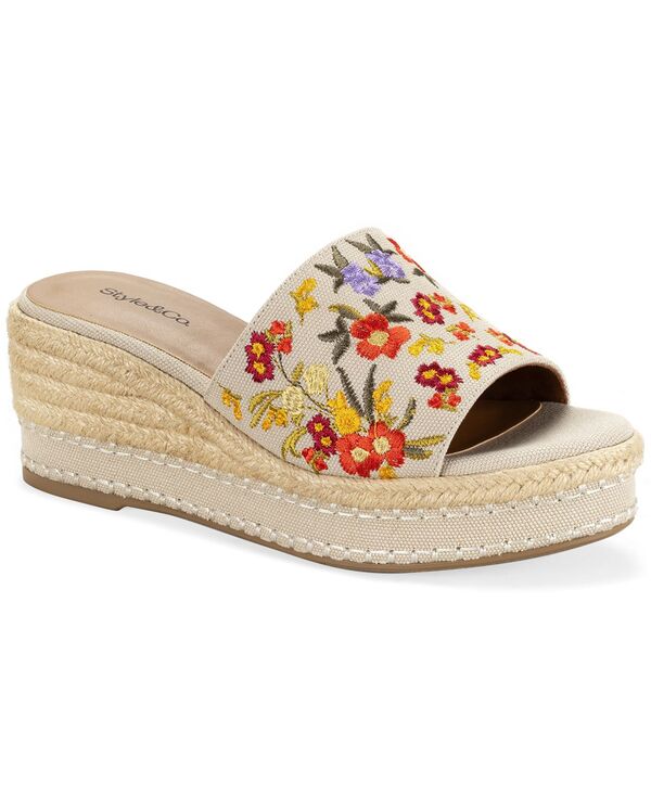 スタイルアンドコー レディース シューズ サンダル Style & Co Women's Hayess Wedge Cushioned Sandals Exclusively at Macy's Embroidered Floral