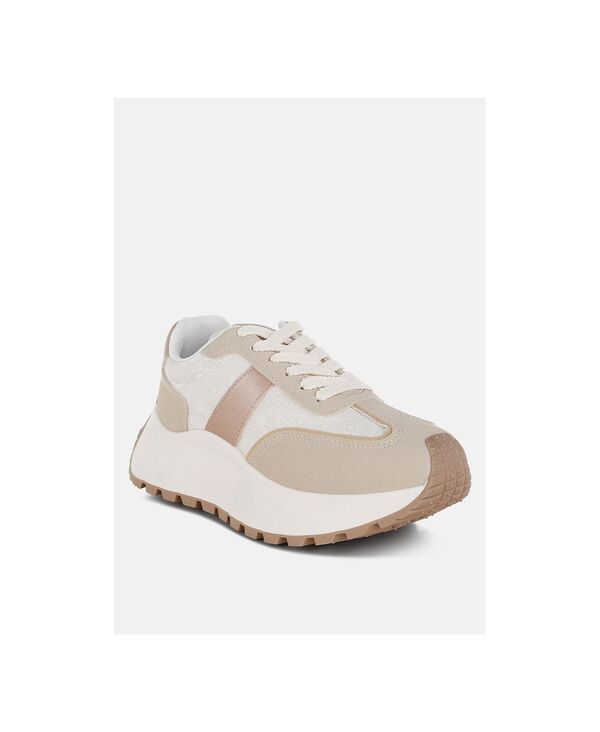 ロンドンラグ レディース シューズ スニーカー スピード競技 London Rag Women\u0027squeaker Chunky Anti-Skid Lace-Up Sneakers Beige microfiber + fabric ベージュ