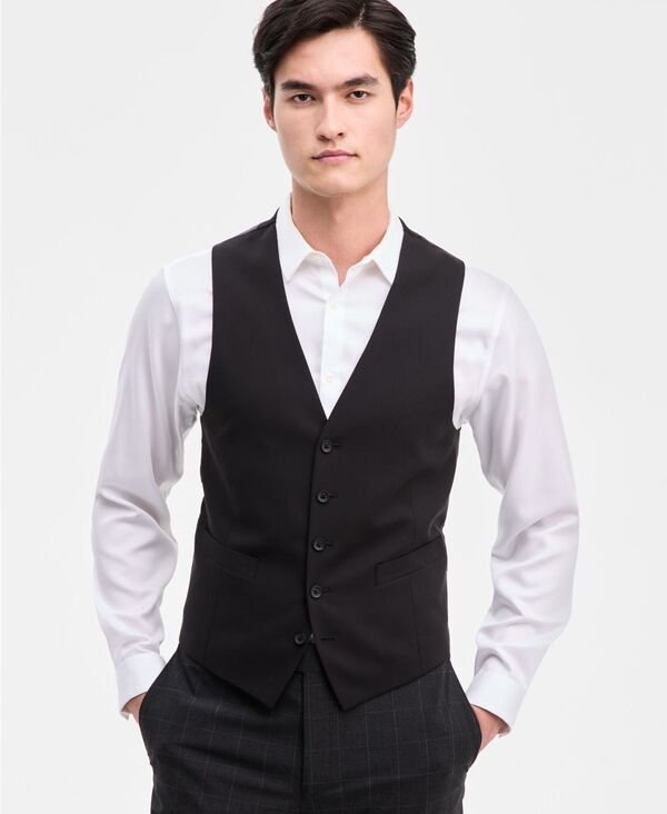 ケネスコール メンズ トップス ベスト Kenneth Cole Reaction Men'slim-Fitechni-Cole Suit Separate Vest BLACK ブラック