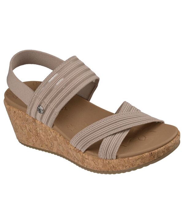 スケッチャーズ レディース シューズ スニーカー サンダル Skechers Women Arch Fit Beverlee 2.0 - Bali Vibes Wedge Sandals from Finish Line Taupe トープ
