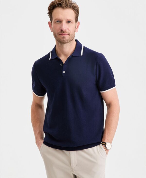クラブルーム メンズ トップス ポロシャツ Club Roomen's Tipped Polo Shirt Macy's Exclusive Navy Blue ネイビー