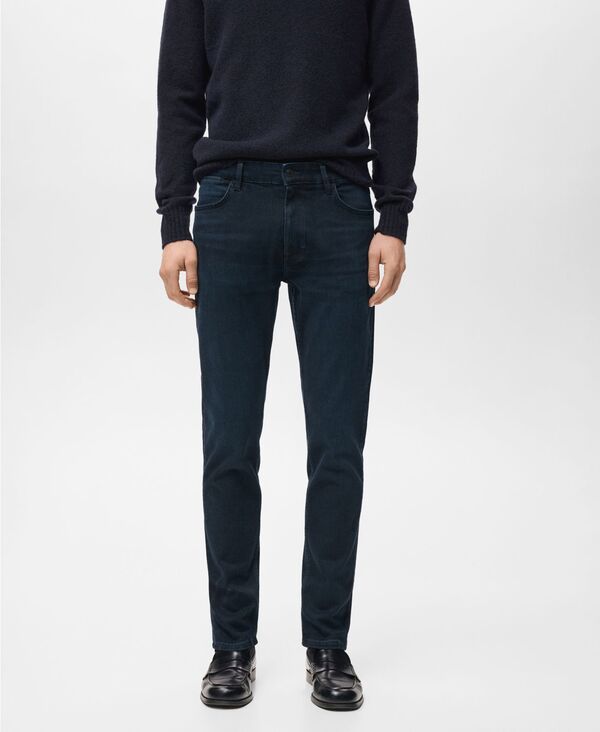 マンゴ メンズ ボトムス ジーンズズボン下 か細い相応う デニム MANGO Men\u0027slim Fit Ultra Softouch Patrick Jeans Deep Dark Blue 青色 ズボン・パンツ-メンズファッション