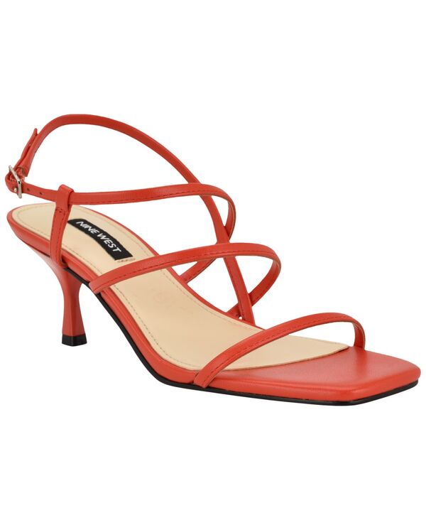 ナインウェスト レディース シューズ サンダル ヒール Nine West Women's Hindy Strappy Kitten Heel Dressandals Coral Red レッド