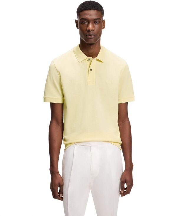 ヒューゴボス メンズ トップス ポロシャツ コットン 刺繍 ロゴ Hugo Boss Men's Cotton Piqu Embroidered Logo Pallas Polo Shirt Yellow イエロー