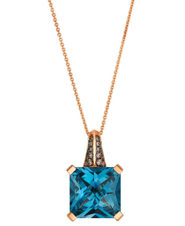ル ヴァン レディース アクセサリー ネックレス・チョーカー・ペンダントトップ レース Le Vian London Blue Topaz (7-19/20 ct.w.) & Chocolate Diamond (11/100 ct.w.) Pendant Necklace in 14k Strawberry Rose Gold ゴールド