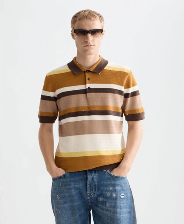 スコッチアンドソーダ メンズ トップス ポロシャツ ニット SCOTCH & SODA Men'striped Knitted Polo Shirt Cathay spice stripe ストライプ