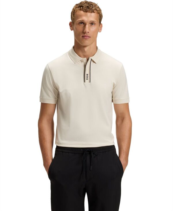 ヒューゴボス メンズ トップス ポロシャツ ロゴ Hugo Boss Men's Paddy Logo Polo Shirt Open White ホワイト