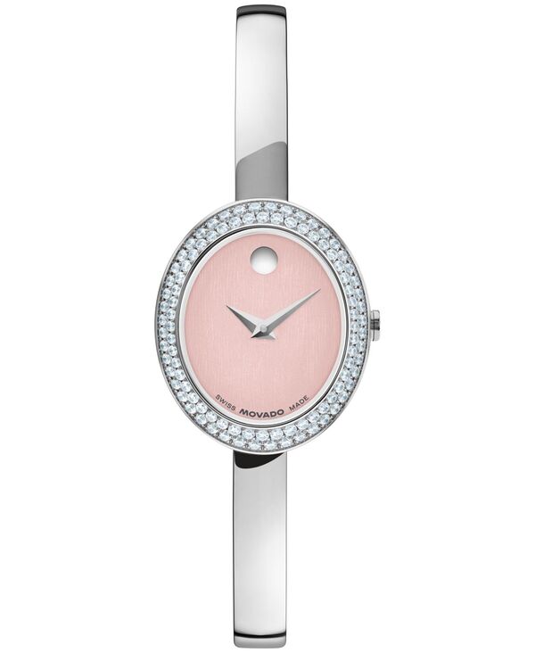 モバド レディース アクセサリー 腕時計 Tシャツ Movado Women's Museum Bangle Ovalab Grown Diamond Swiss Quartz Silver Stainlessteel Watch 22 x 26mm Silver シルバー