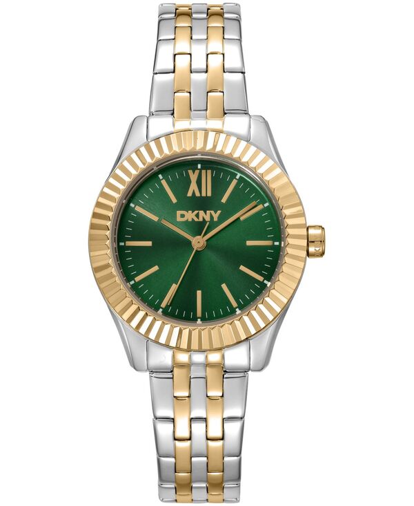 ダナ キャラン ニューヨーク レディース アクセサリー 腕時計 Tシャツ DKNY Women's Green Dial Fluted Bezel Two-Tone Gold Stainlessteel Bracelet Watch 30mm Dark Green グリーン｜ReVida 店