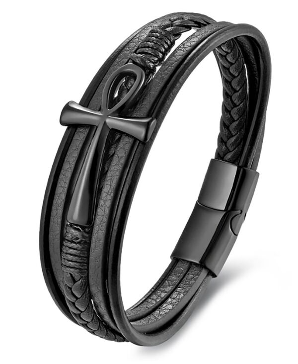 ローナ サットン メンズ アクセサリー ブレスレット・バングル・アンクレット Tシャツ レザー Rhona Sutton Men's Crux Noir Leather & Stainlessteel Bracelet Black ブラック