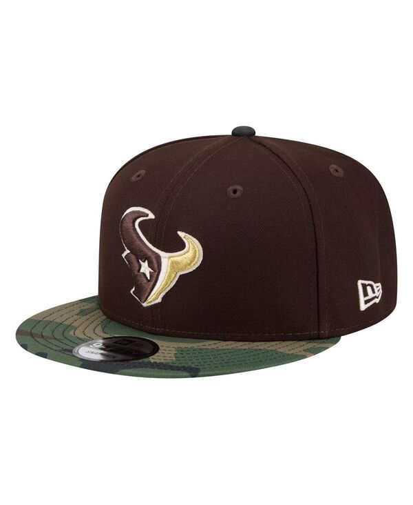 ニューエラ メンズ アクセサリー 帽子 New Era Men's Dark Brown Houston Texans Burnt Wood Camo 9FIFTY Snapback Hat Dark Brown Camo ブラウン