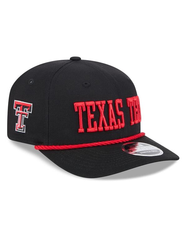 ニューエラ メンズ アクセサリー 帽子 New Era Men's Black Texas Tech Red Raiders Wordmark 9SEVENTY Stretch-Snap Adjustable Hat Black ブラック
