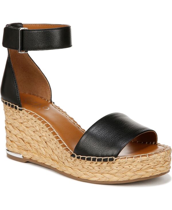 フランコサルト レディース シューズ サンダル Franco Sarto Women's Clemens Espadrille Wedge Sandals Black Leatheraffia Platform ブラック