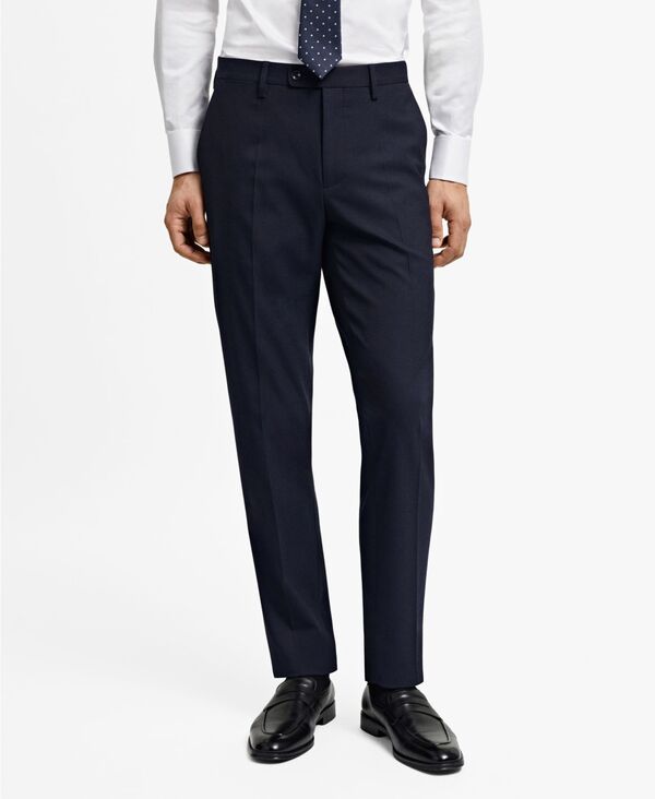 マンゴ メンズ ボトムス カジュアルパンツ MANGO Men'stretch Fabric Slim-Fit Suit Pants Navy ネイビー