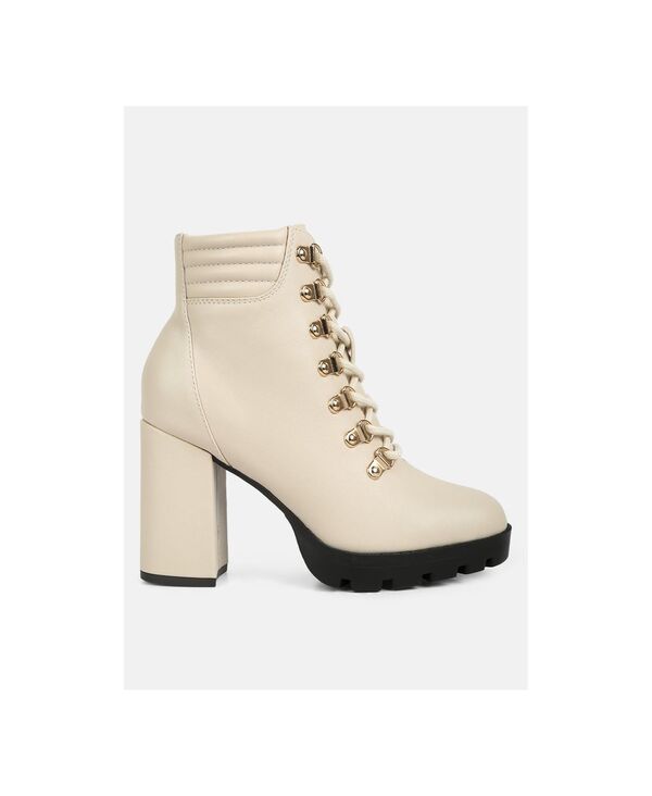 ロンドンラグ レディース シューズ ブーツ・レインブーツ レース ヒール London Rag Womens hamiltons lace up block heel boots Burgundy faux leather バーガンディ|ReVida 店